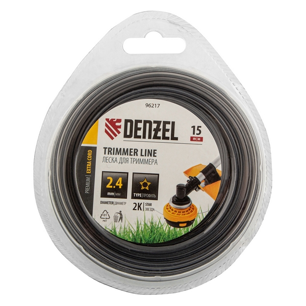 Леска для садовых триммеров Denzel EXTRA CORD 96217 (2,4 мм, 15 м, звезда)